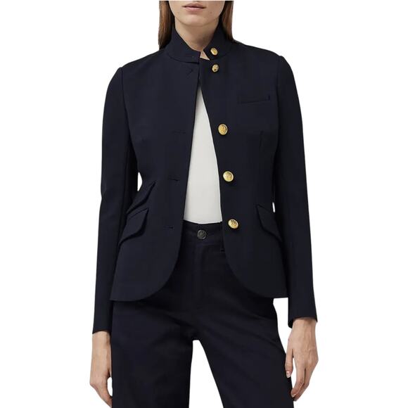 Rag & Bone Womens Career Preppy Dagger Buttons Slade Ponte Blazer Size 2 Black